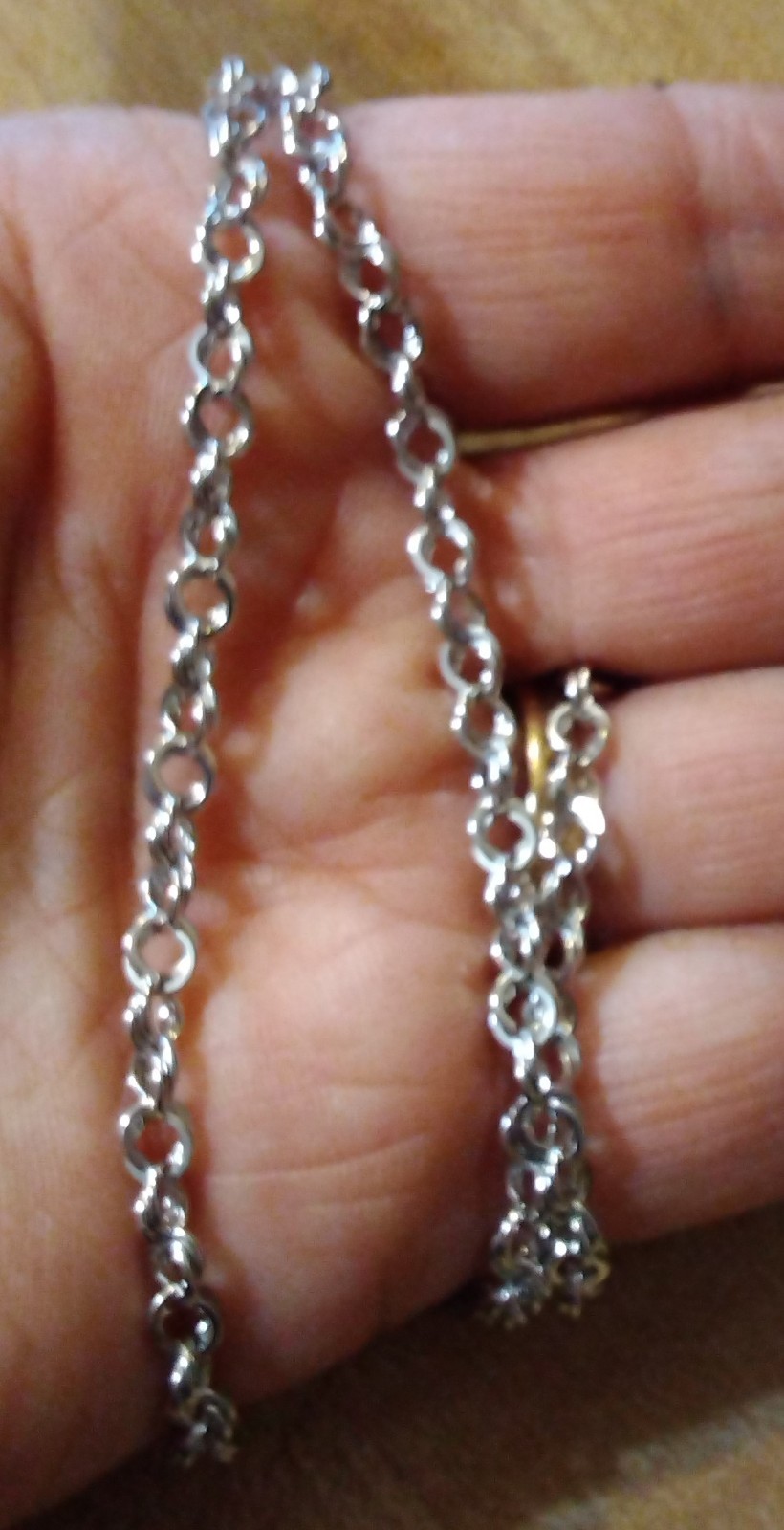 3 BRONZE MILOR Chain Necklace LOT 20″ ITALY SHINY Silver Signd Diff link Jewelry