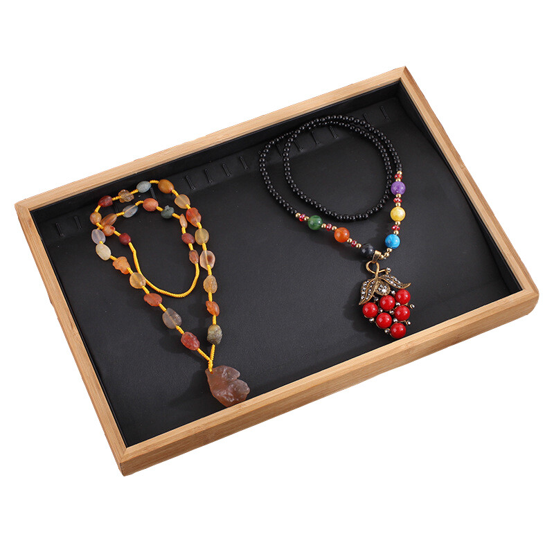Bamboo Jewelry Display Tray Necklace Bracelet Ring Earring Organizer Showcase
