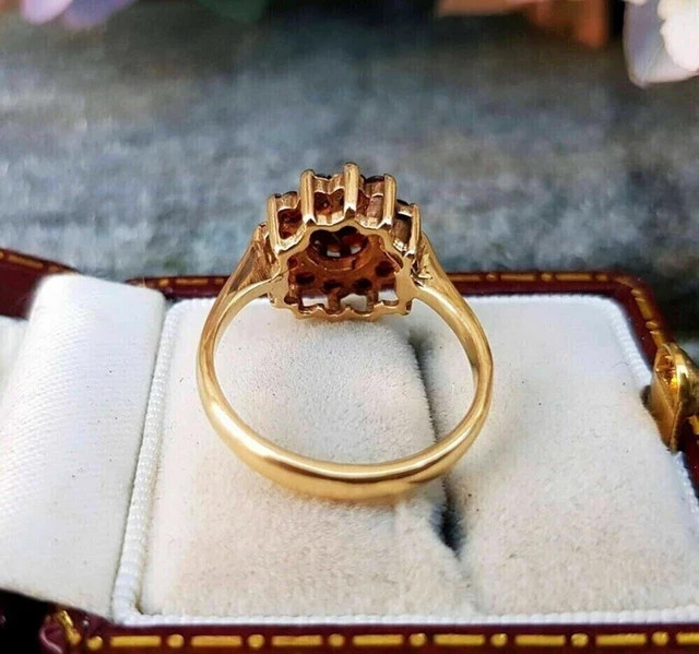2Ct Round Simulated Garnet Flower Women’s Engagement Ring 14K Yellow Gold Plated