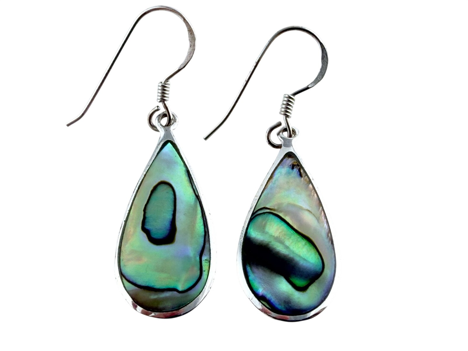 Marsala MC Sterling Silver Abalone Shell Hook Earrings 925 3.7g 1 5/8 Inches