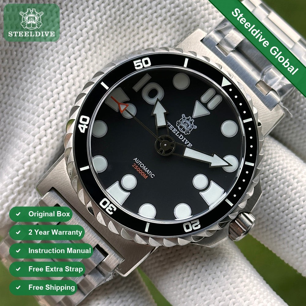 STEELDIVE SD1982 Mens 46.5mm Automatic Dive Watch NH35 Sapphire Steel