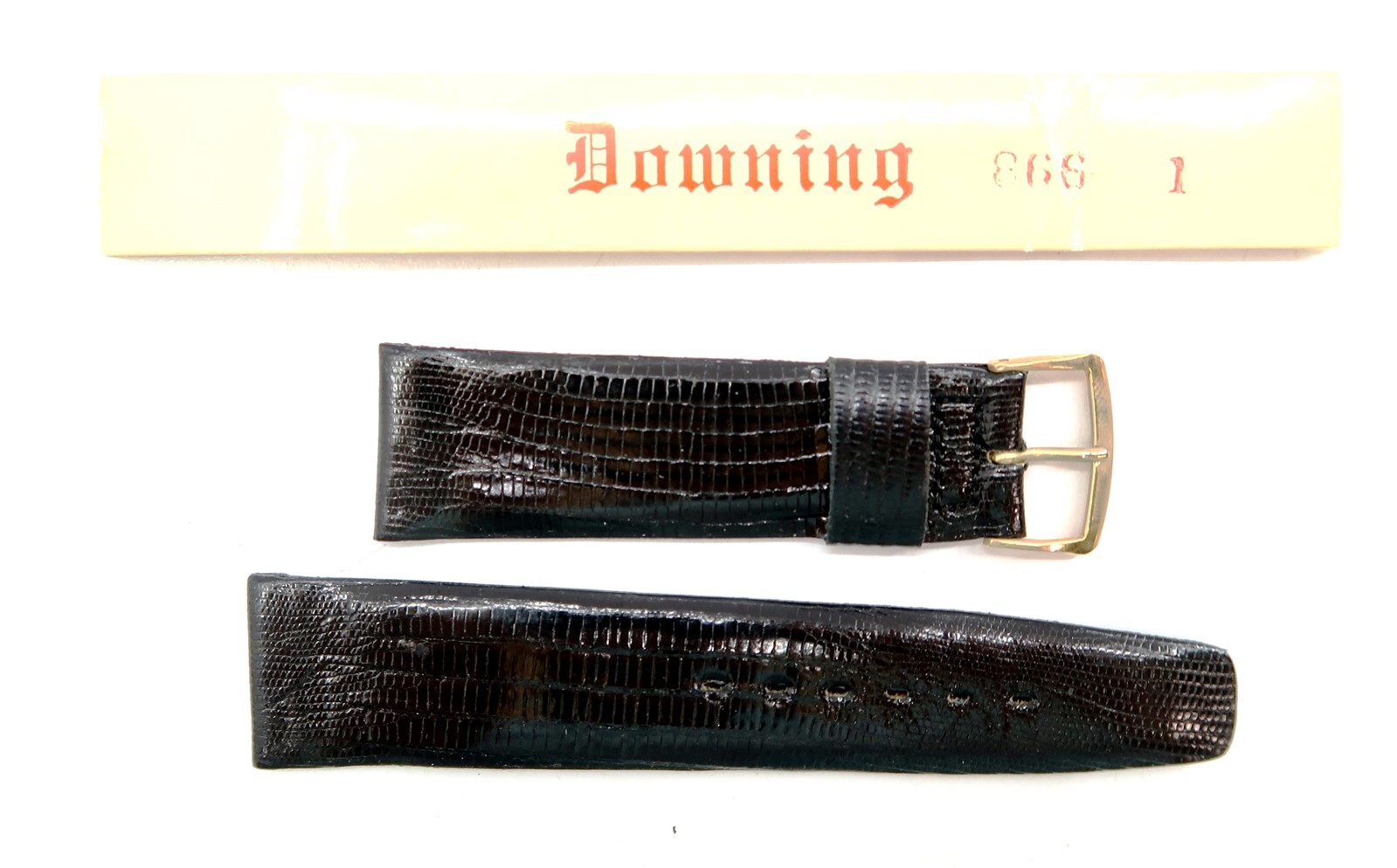 NEW Downing Black Leather Lizard Watch Strap Band 22mm 866 7/8 R