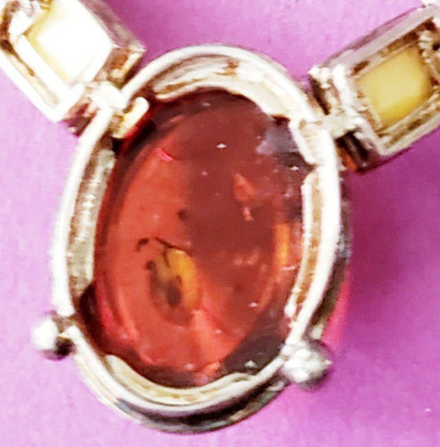 Vintage Baltic Amber Y Drop Necklace 925 Sterling Silver with other stones FAB!