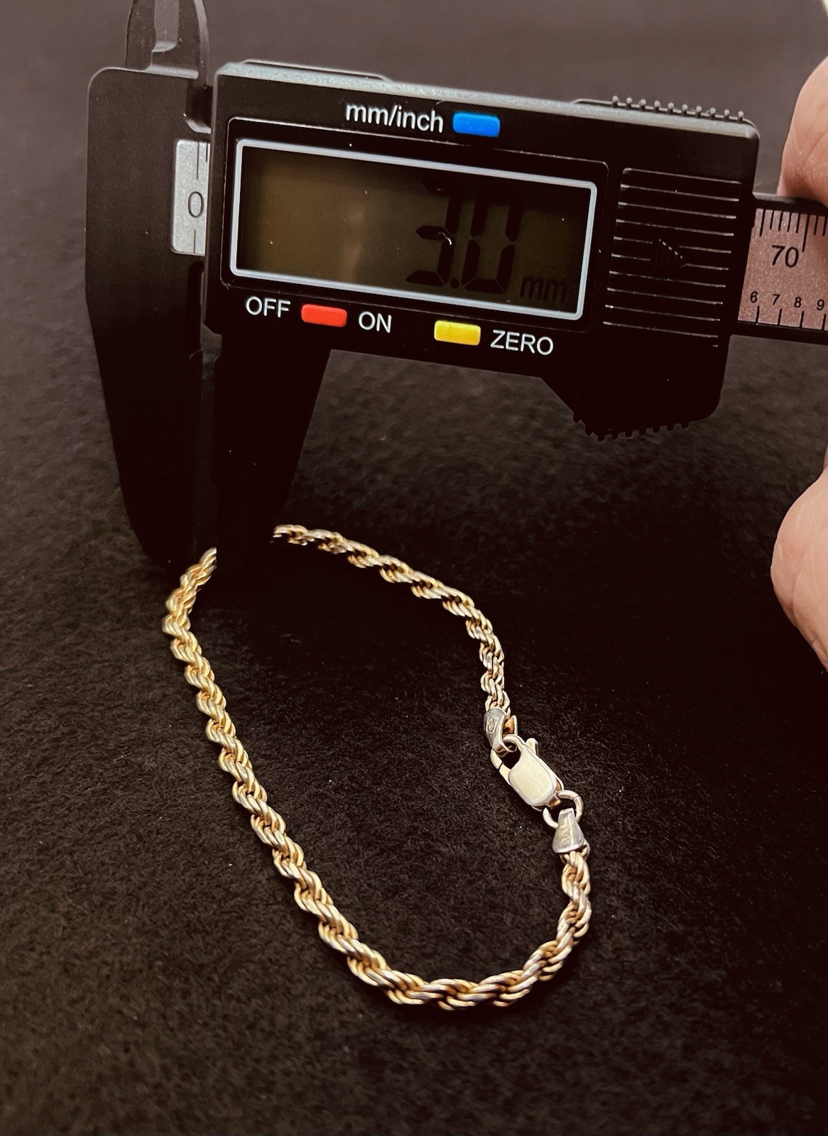 Italy 925 10k Gold Over Sterling Silver 3mm Rope Bracelet 7” 5g oWorn Once