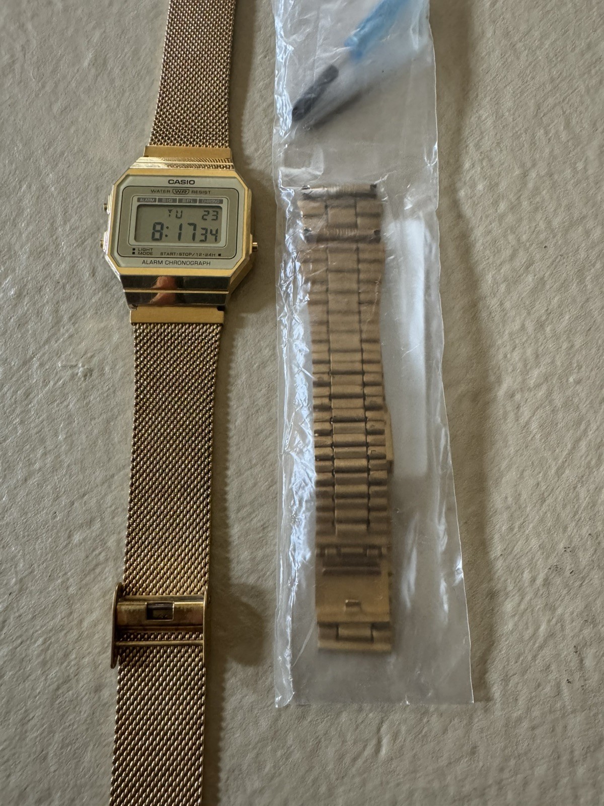 Casio A700WMG-9A Digital Watch Gold Mesh Band 37mm Quartz Unisex New