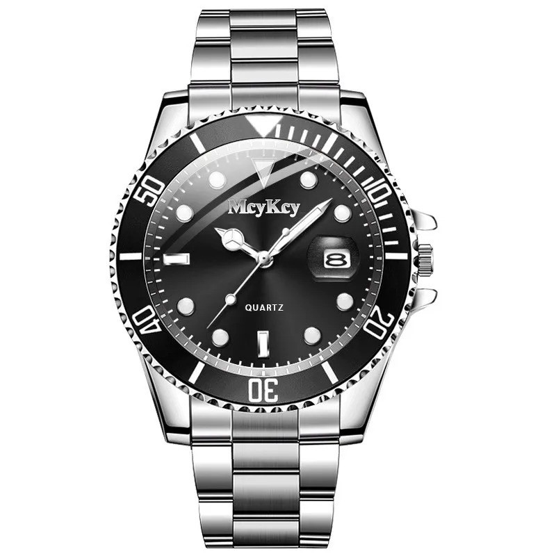 Luxury Men’s Business Watch Stainless Steel Band Quartz Calendar Casual Sports W