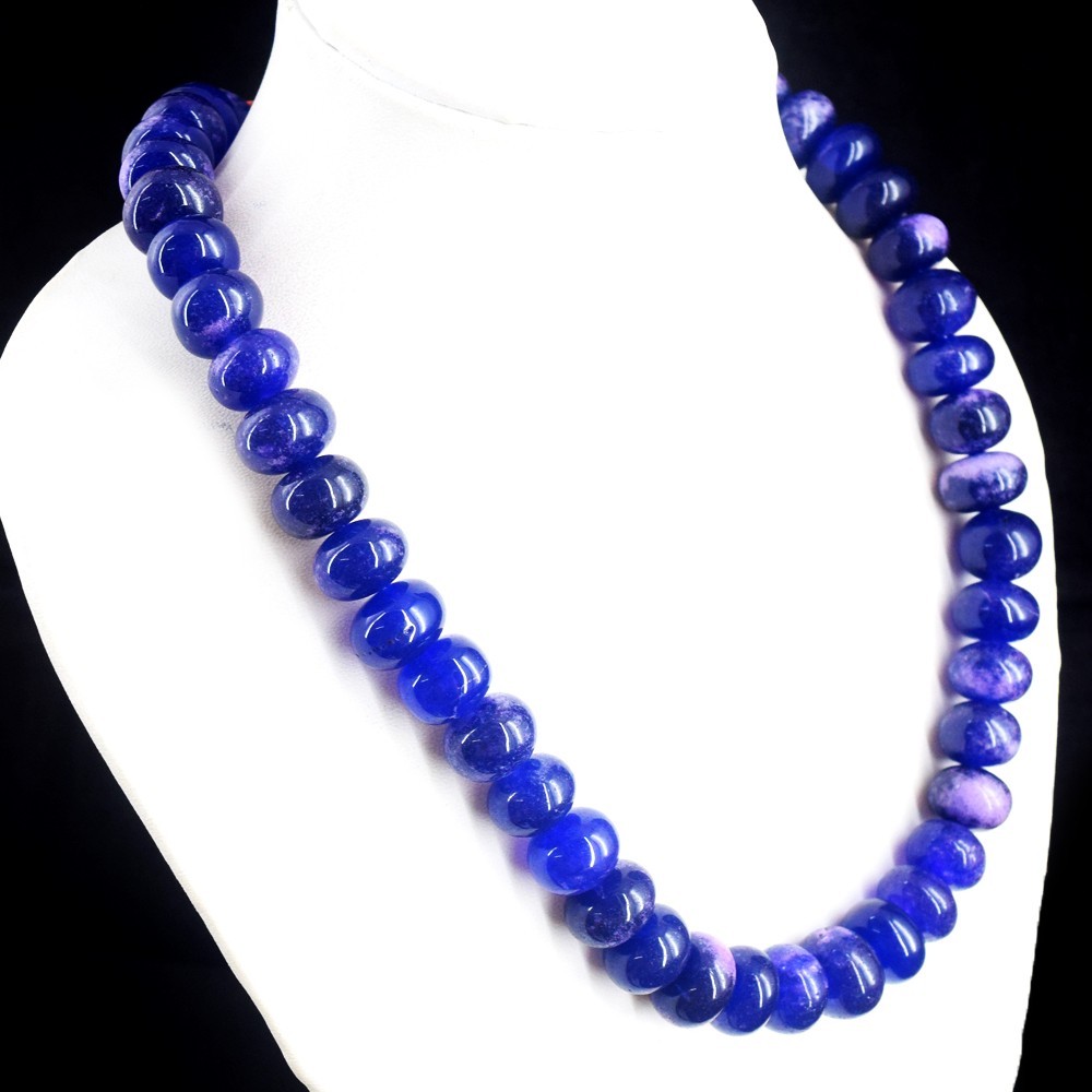 Single Strand Blue Onyx 752.00 Cts Beaded Exclusive Jewelery Necklace RK 32 E811