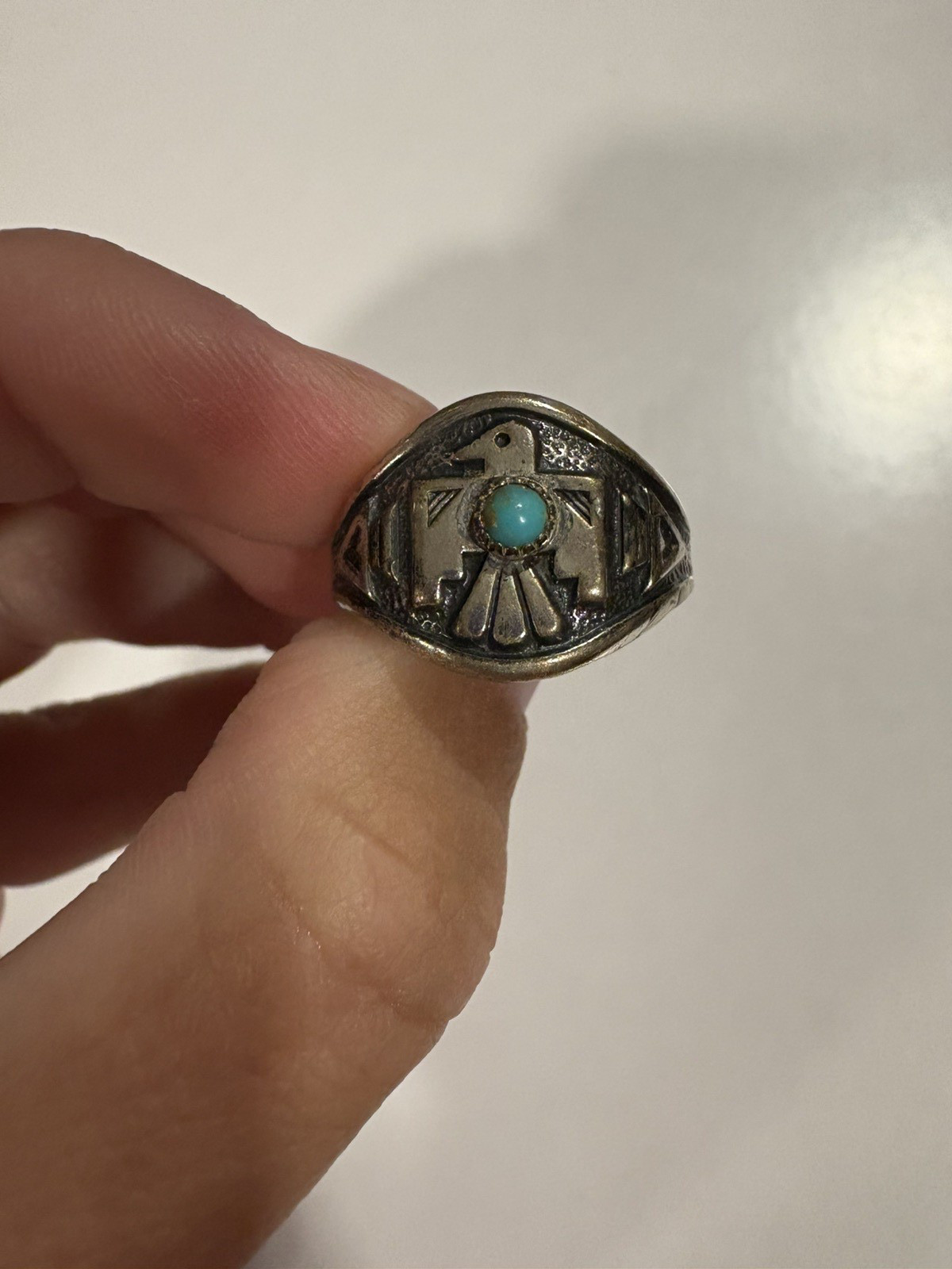Bell Trading Post Native American Thunderbird Motif Ring Sterling Silver Size 8