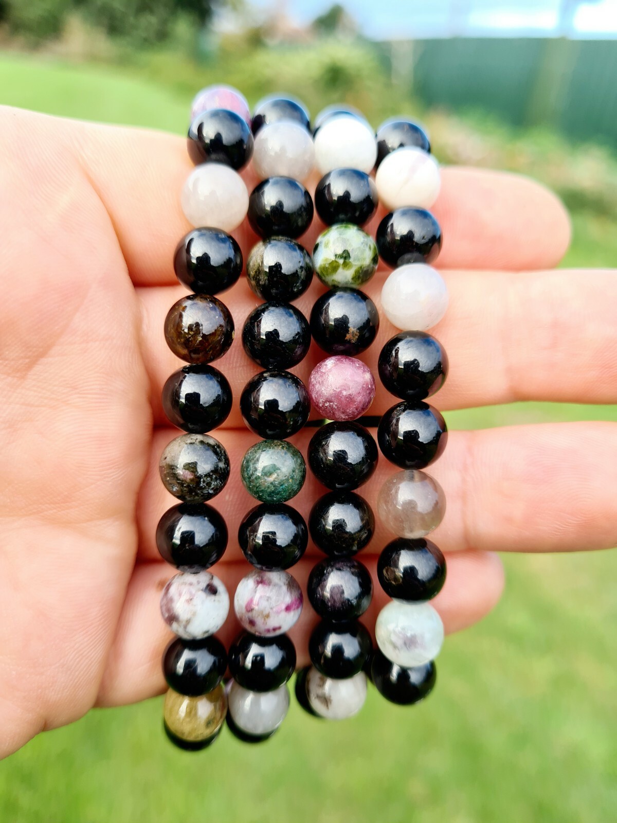 Tourmaline Powerful Healing Bracelet with Black & multicolour Tourmaline:…