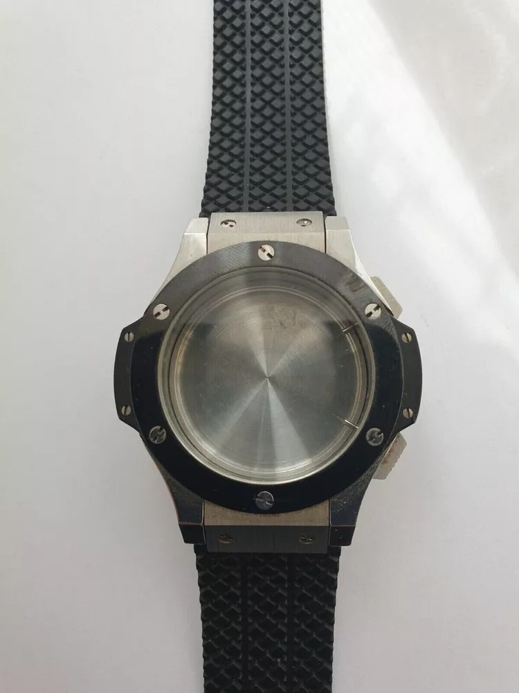 24MM RUBBER WATCH STRAP BAND FOR HUBLOT FUSION BIG BANG 44,44.5,45MM CERAMIC BLK