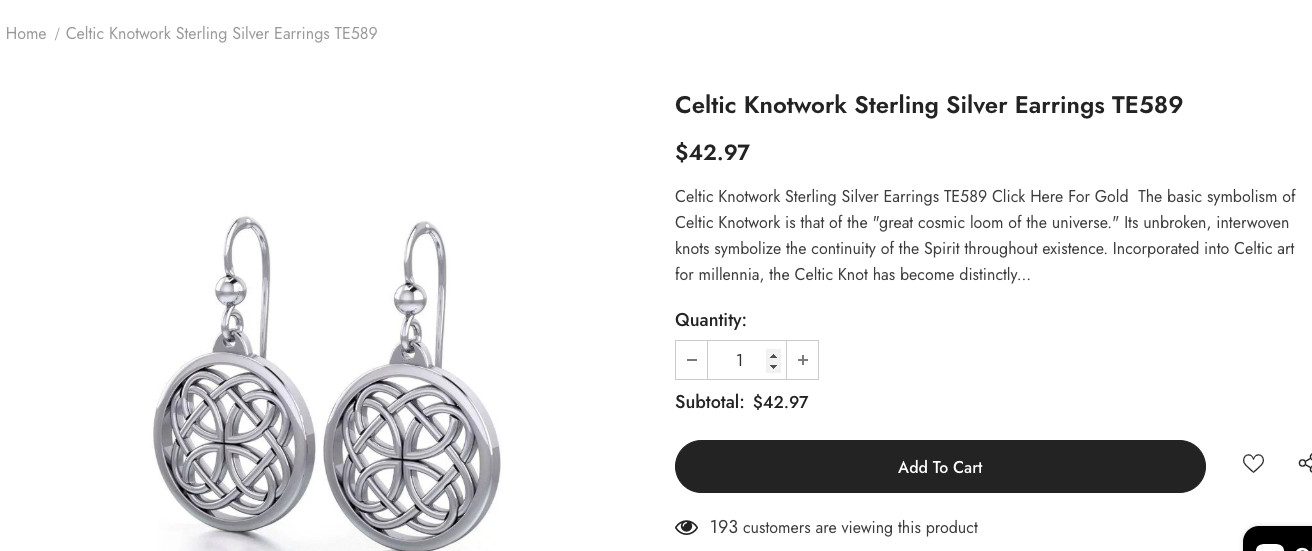 Celtic Knotwork Sterling Silver Earrings Peter Stone New