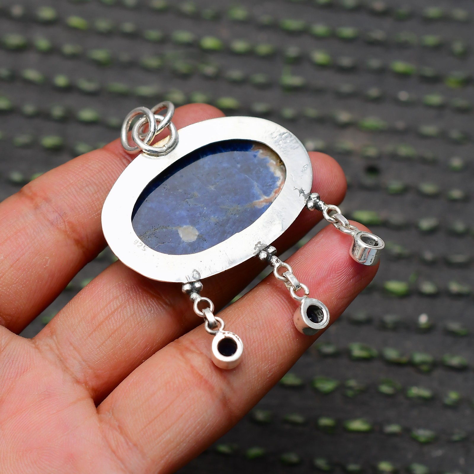 Sodalite Gemstone 925 Sterling Silver Handmade Pendant Jewelry Approx – 2.24″