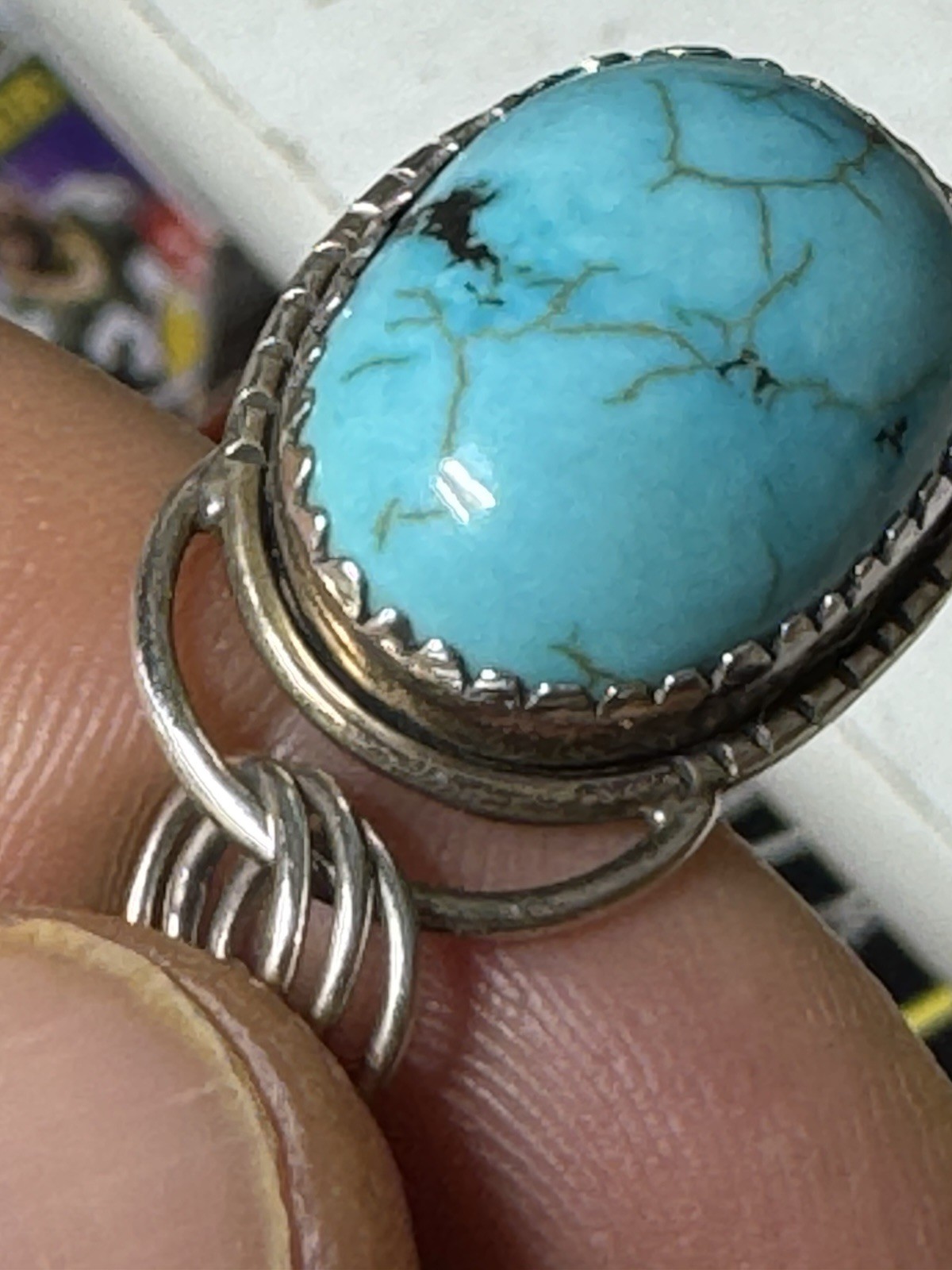 VTG Sterling Silver Turquoise Pendant Elka Sterling 16″ Necklace Lobster Claw
