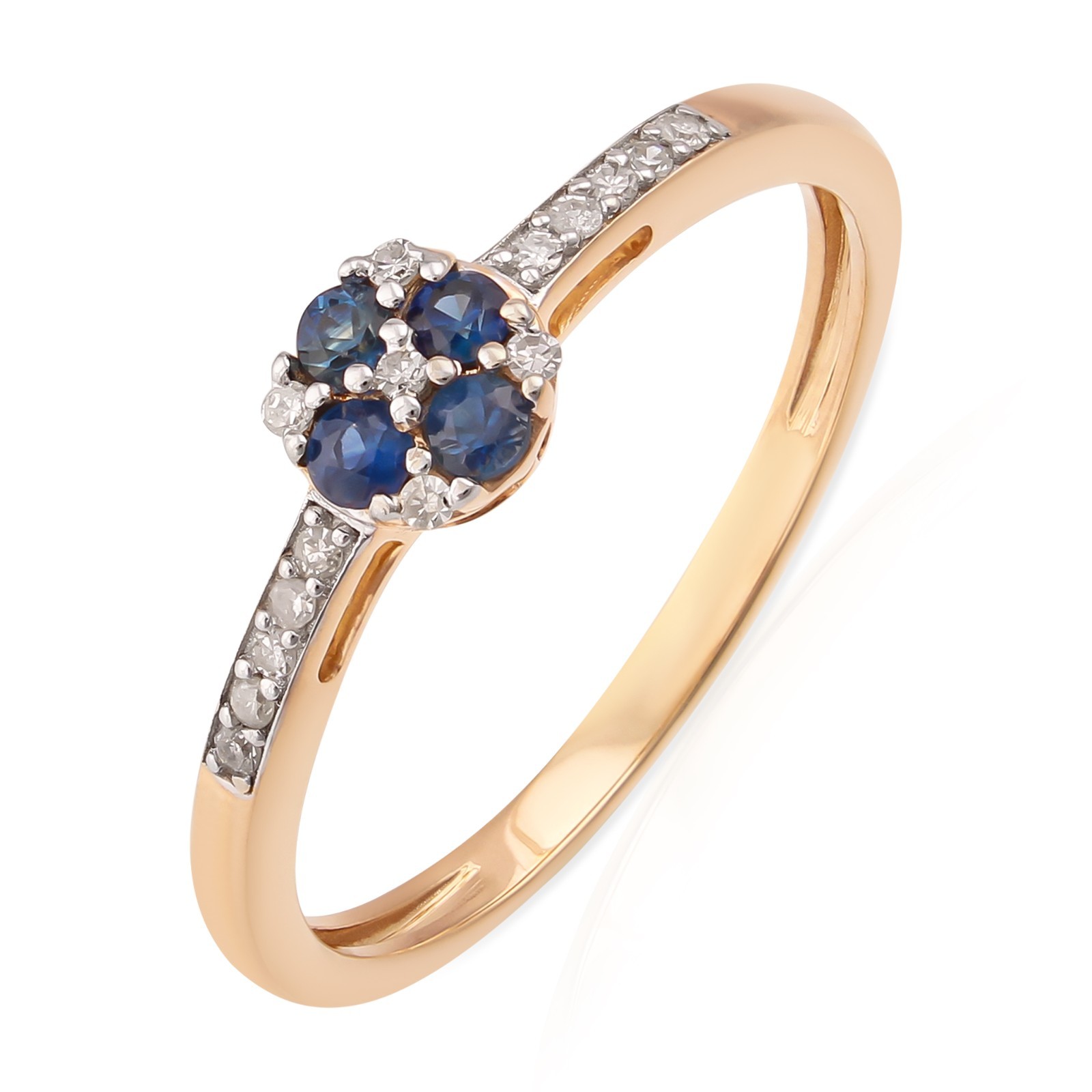 0.24 Tcw Blue Sapphire Diamond Flower Cluster Pave Ring 925 Sterling Silver Gift