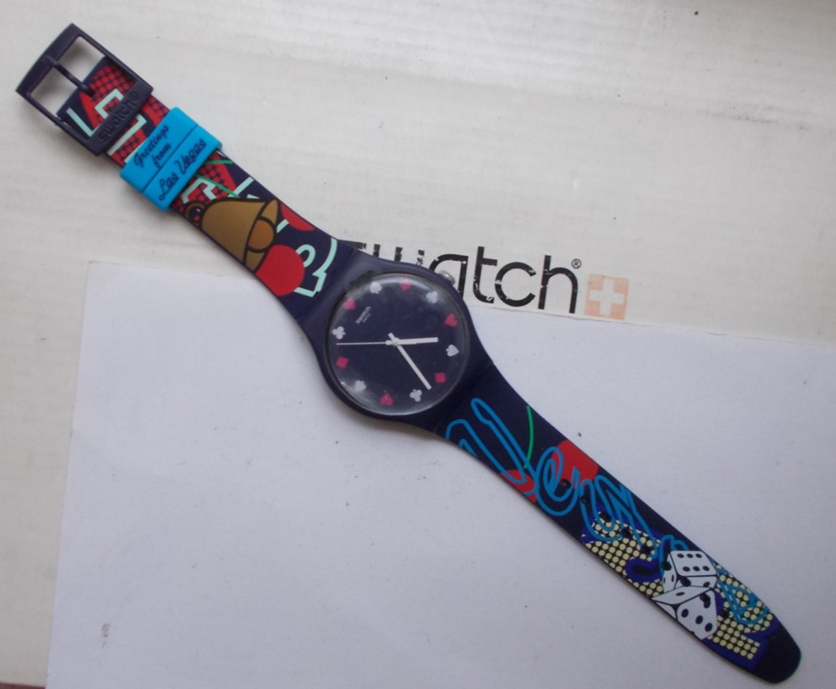 NEW GENT DESTINATION SWATCH ” LAS VEGAS 2016 ” PRISTINE BOX WOW RARE L@@K