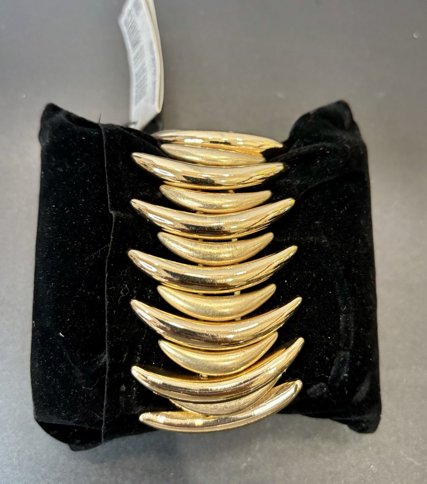 Vintage Robert Lee Morris Soho Bracelet Brutalist Tribal Sculpture Gold Plated