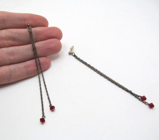 Vintage 925 Sterling Silver Oval Interlocking Twist Long Dangle Earrings 3.75 In