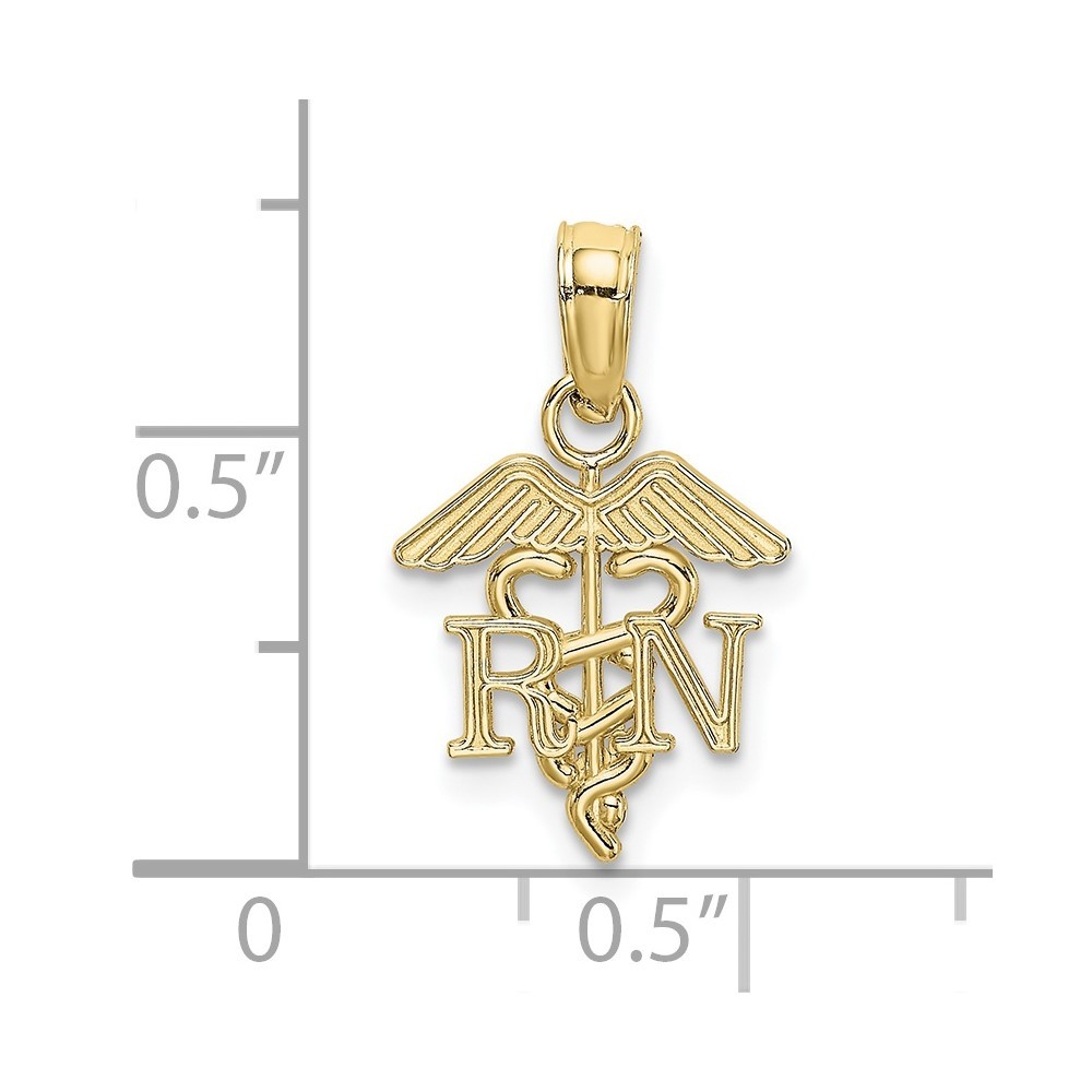 10K Yellow Gold RN Caduceus Pendant L-16.15 mm, W-10.57 mm