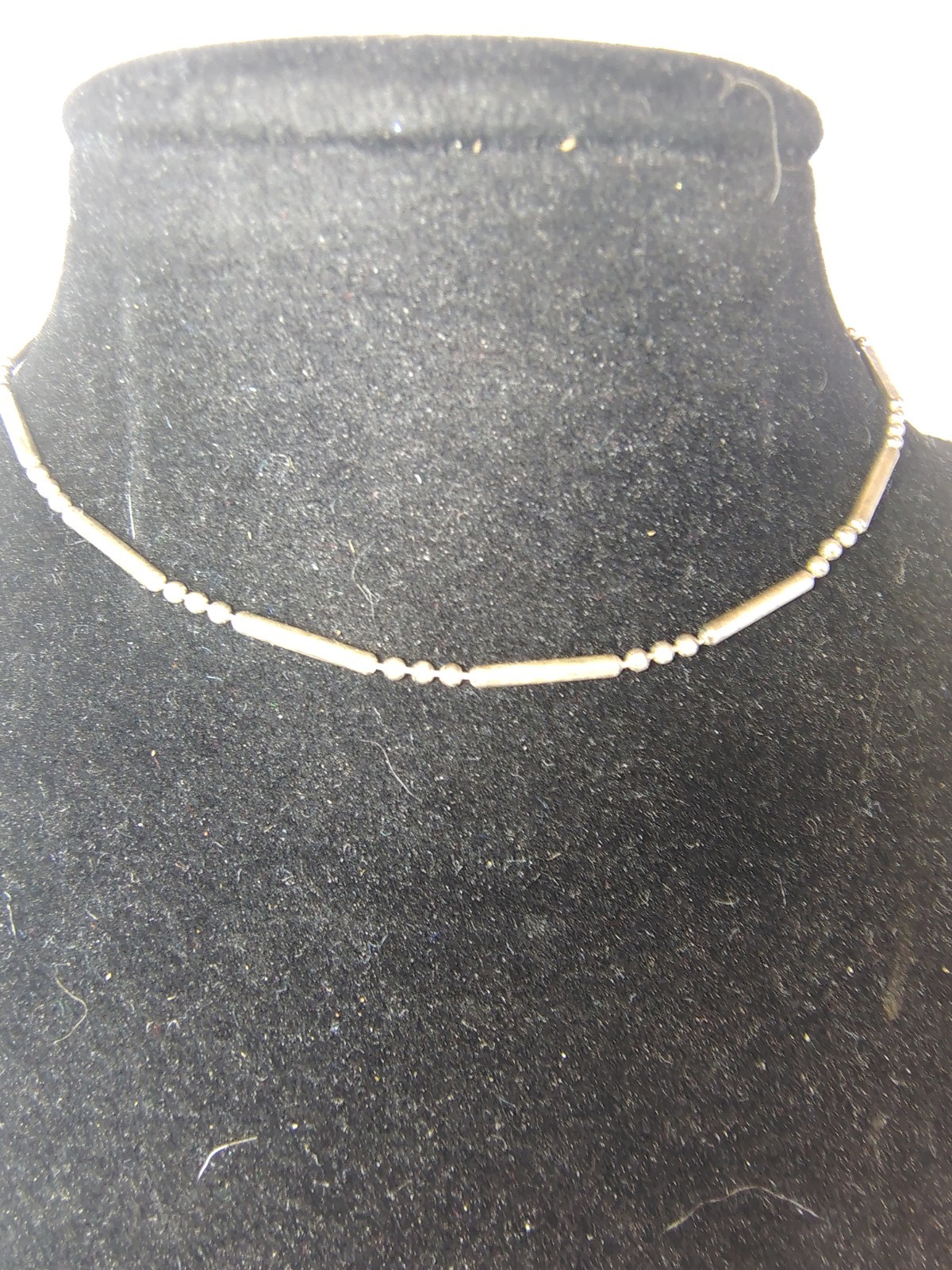 925 Sterling Silver Italy Bar & Bead Station Anklet 8.5″ Minimalist Chain 1.95g