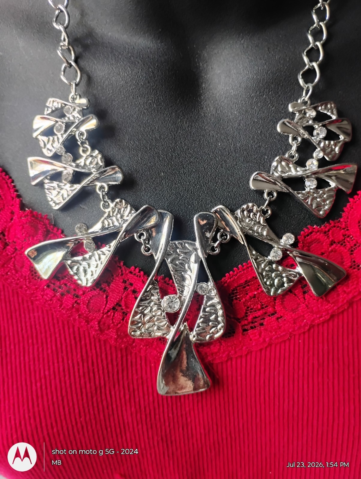 Paparazzi Silver Tone Statement Necklace & Drop Dangle Earrings Set