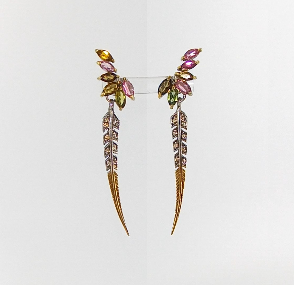 🔥🔥🔥Exclusive Tourmaline & Sapphire Flower Stud Earrings in Silver and Gold – UNIQUE