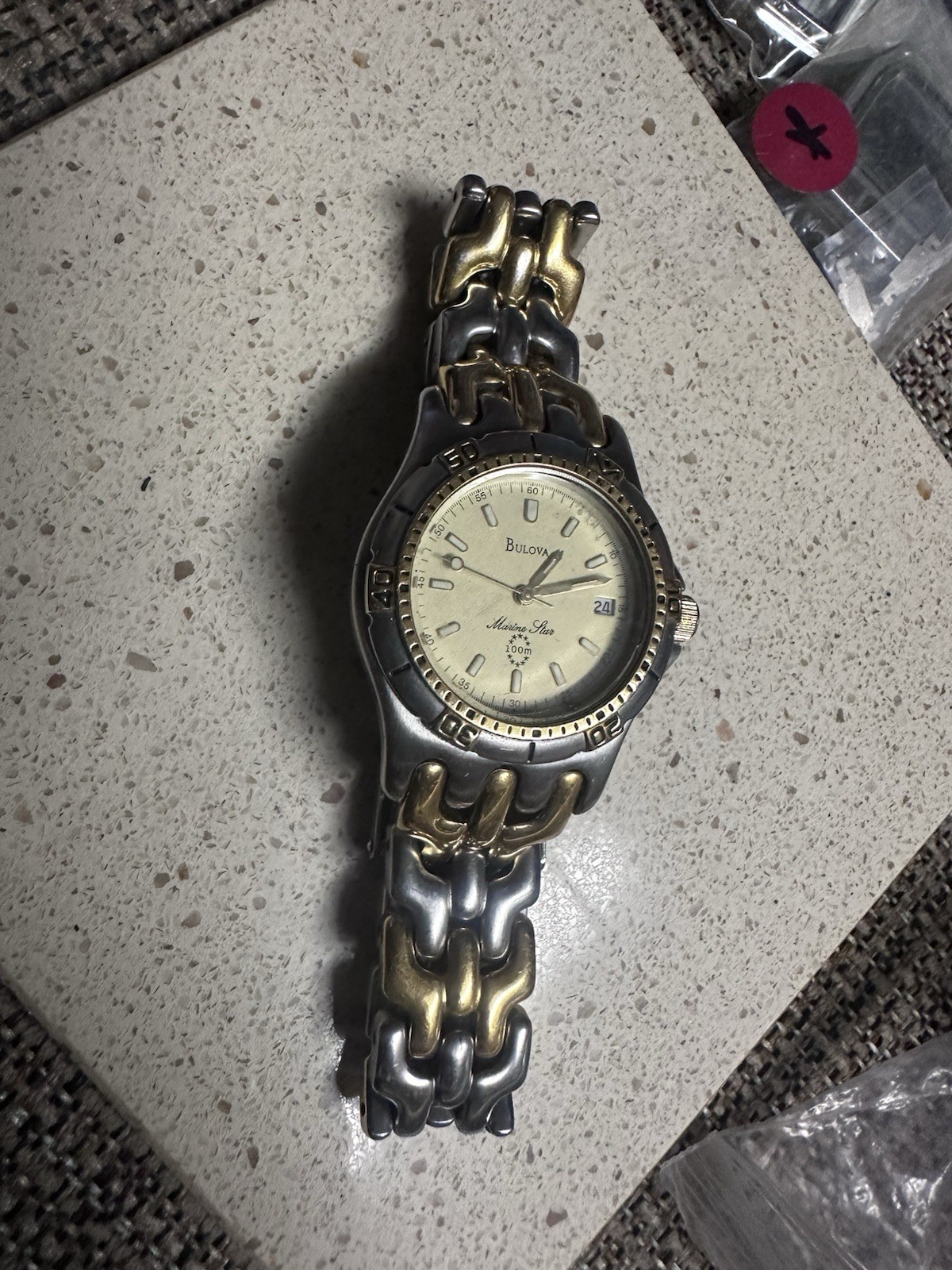 Vintage Bulova Marine Star 100m Men’s Diver Watch Two Tone T8