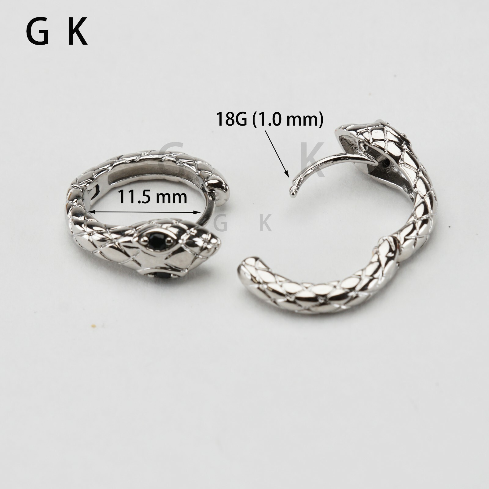 2-4 Pcs Stainless Steel CZ Snake Design Hoop Huggie Stud Earrings Ring Piercing