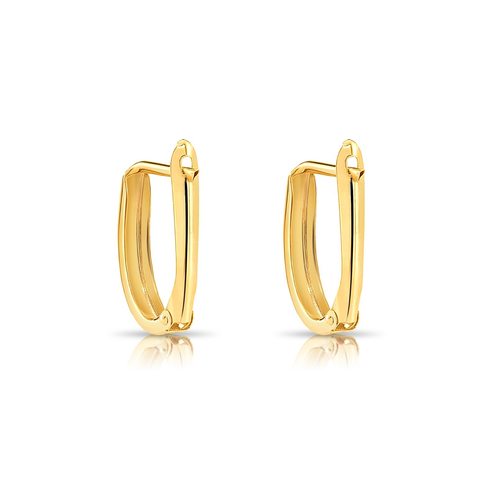 10K Real Solid Gold Shiny Mini U Oval Huggie Hoops Minimalist Dainty Earrings