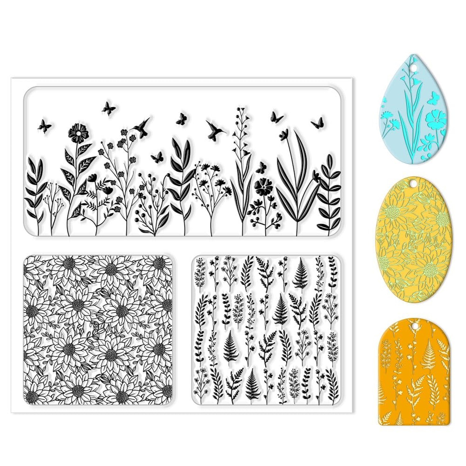 CHGCRAFT Polymer Clay Texture Sheet Leaves and Flowers Clay Texture Mat Flora…