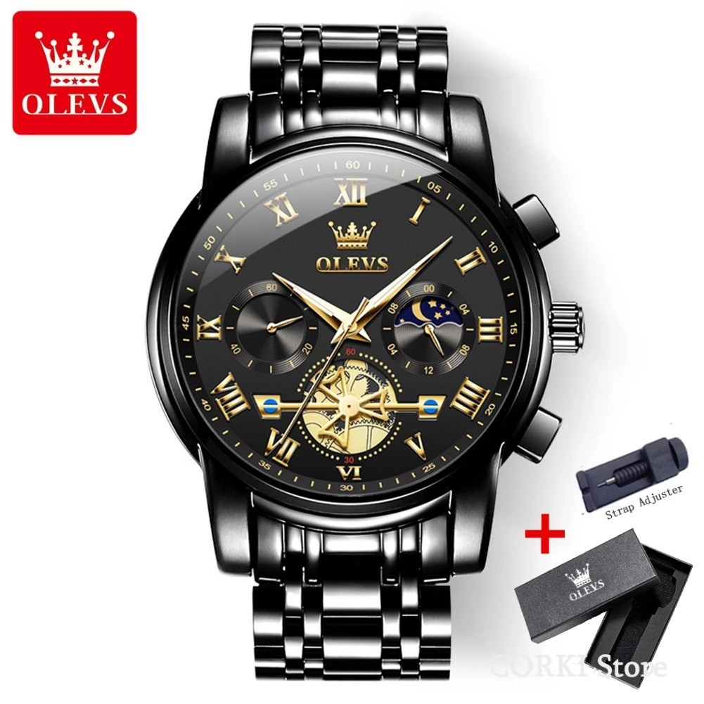 OLEVS 2859 Luxury Stainless Steel Waterproof Quartz Watch for Men Chronograph Lu