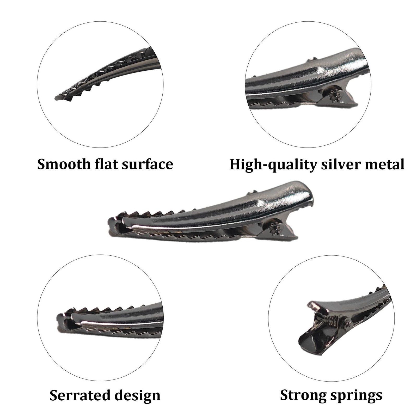 100Pcs 35MM Alligator Hair Clips, Silver Metal Hair Pins for Bows Making, Cro…