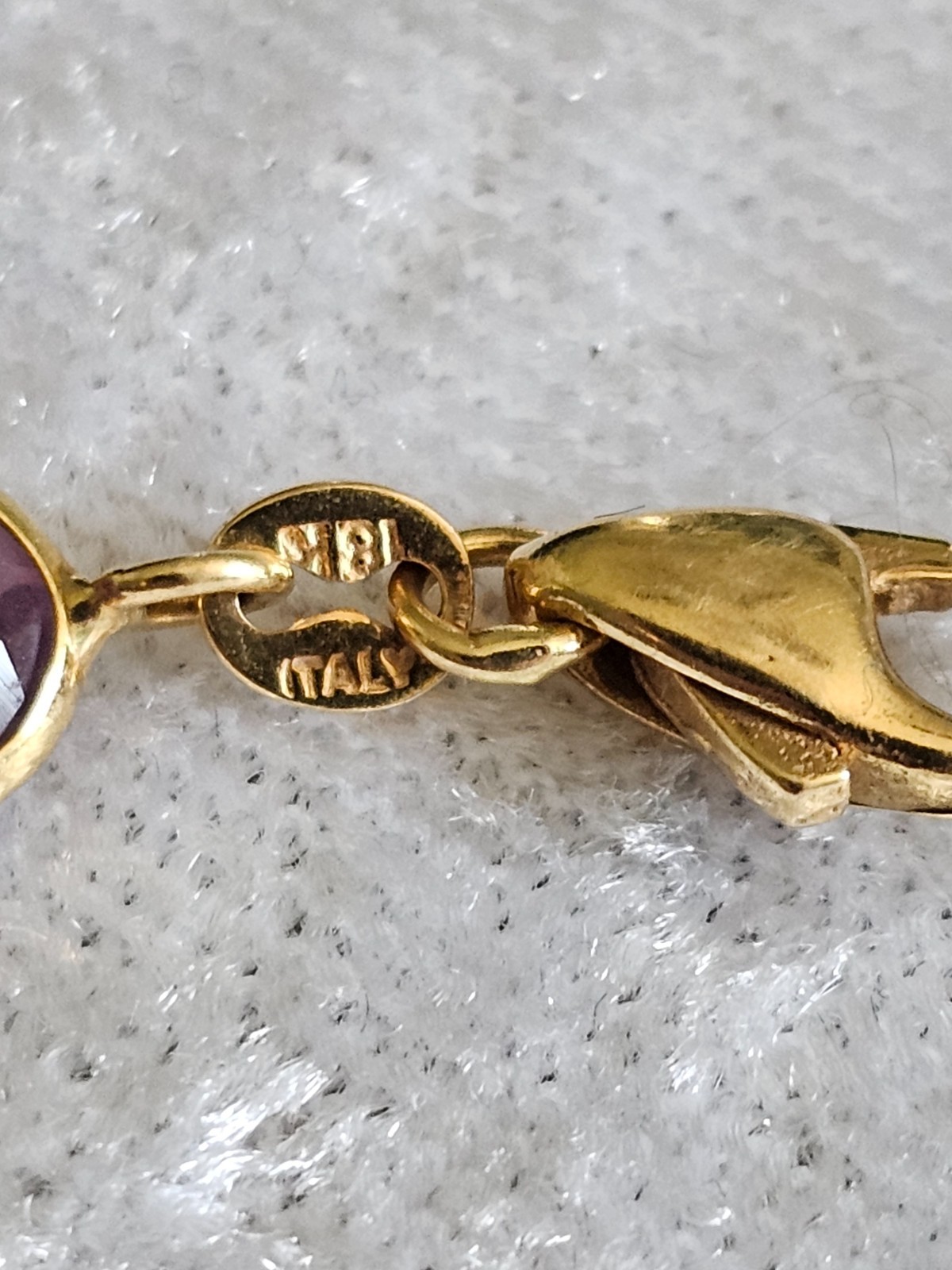 18k Solid Gold Bracelet Faceted Multicolor Bezel Set Gemstone 7.5″ Italy