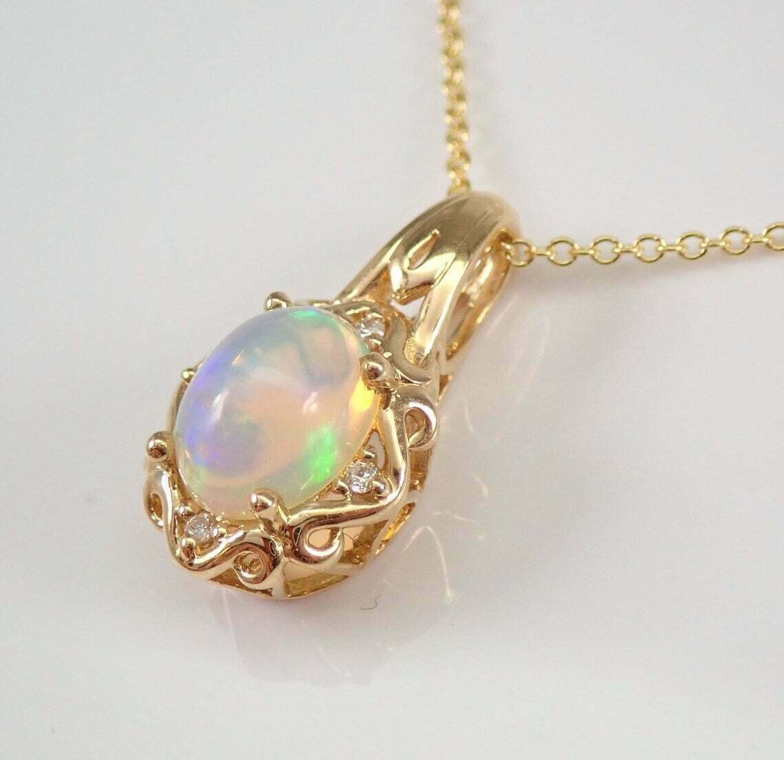2Ct Oval Cut Opal Gorgeous Women’s Pendant 14K Yellow Gold Over With Free Chain