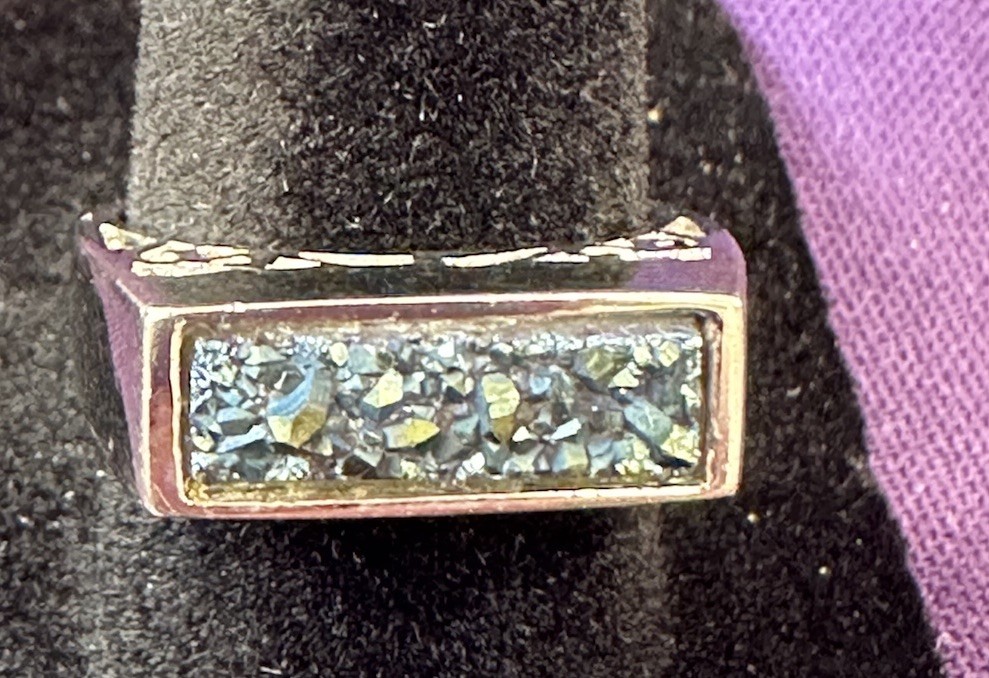 925 Sterling Silver PJC Framed GREEN Quartz DRUZY Ring SZ 7 4.40 Grams
