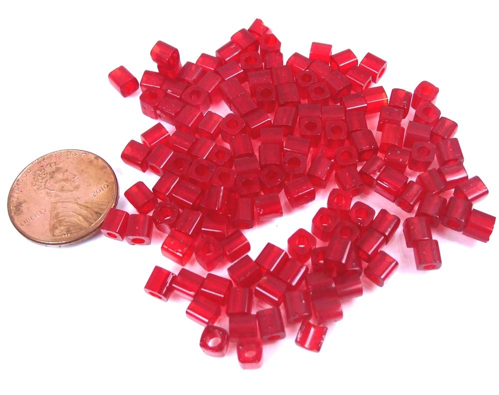4mm Japanese Seed Glass Cube Beads – Matte Siam Red 15g