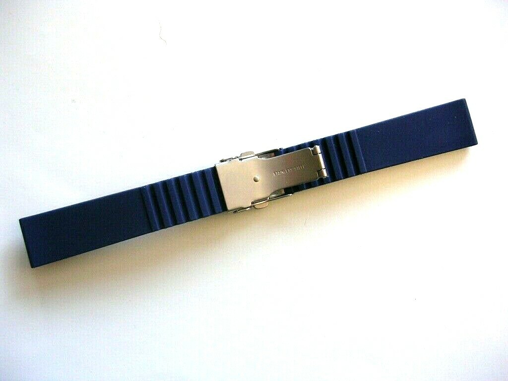Diamond Silicon Rubber double lock Deployment watch band strap Sport Diver USA