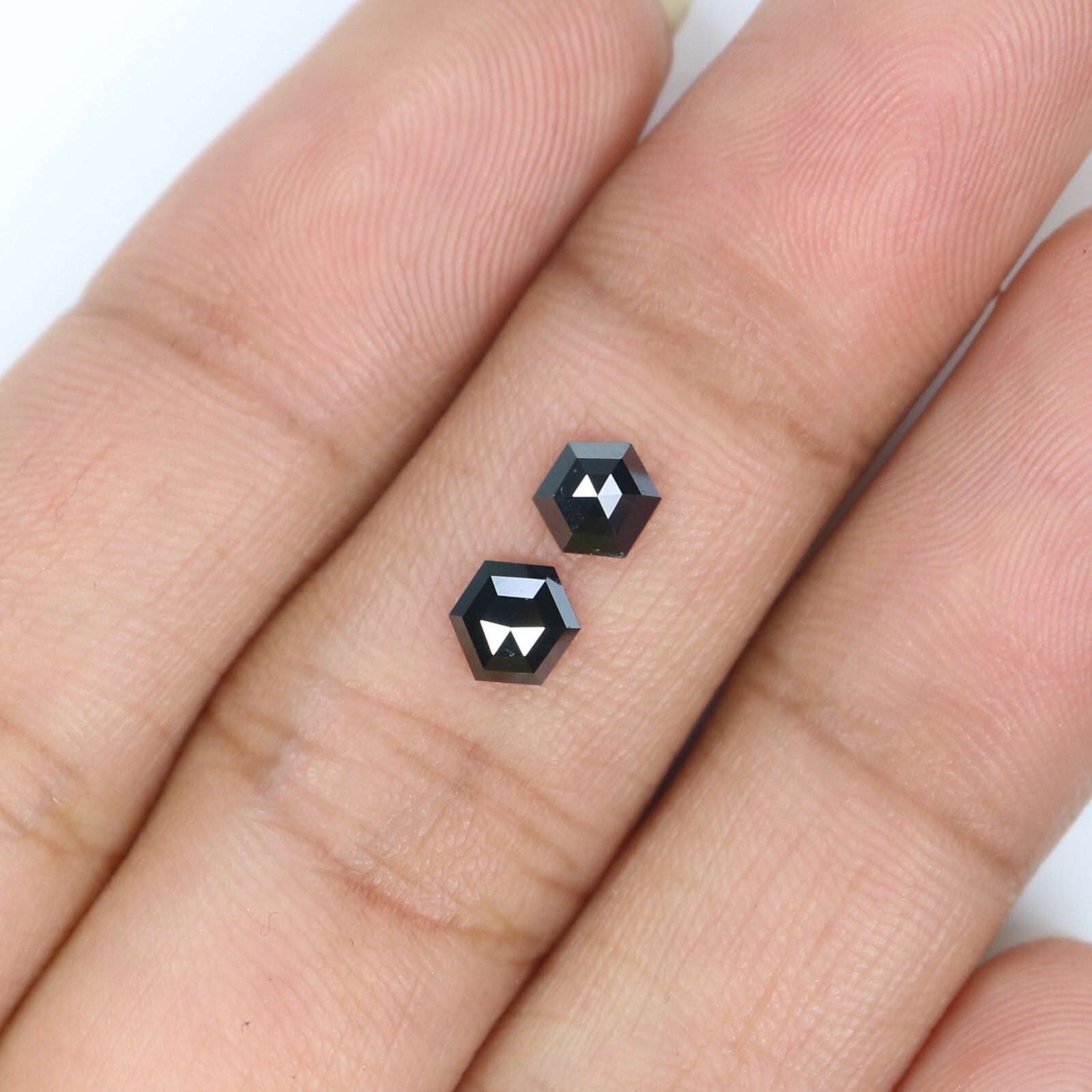 0.58 CT Natural Loose Hexagon Pair Diamond 5.05 MM Black Color Diamond QK2629