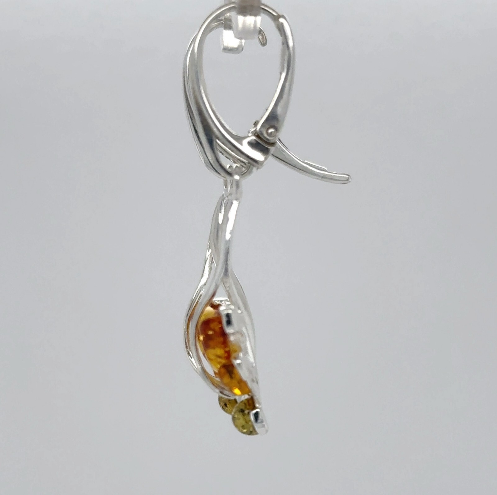 Multi-Color BALTIC AMBER Dangle Leveback Earrings 925 STERLING SILVER #2551e