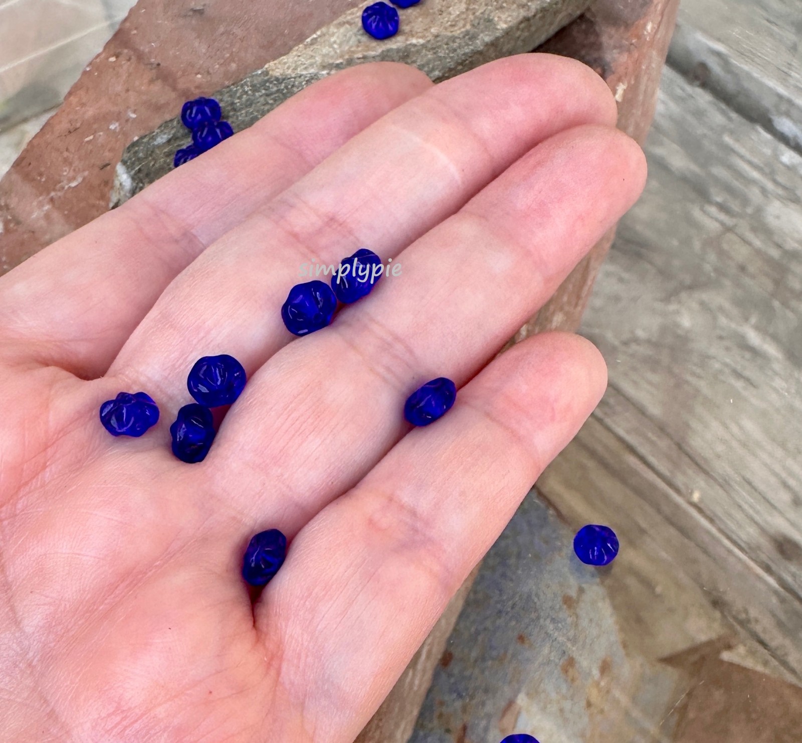 Vintage Cobalt Rippled Rondelle German Glass Beads 25 Pcs Spacer Glass Beads