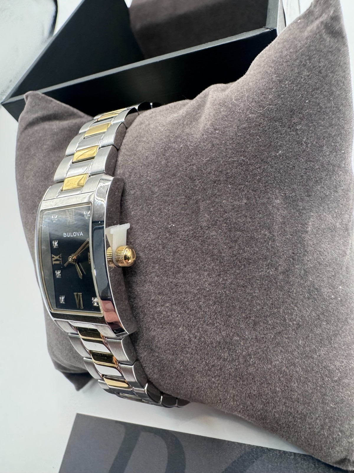 Bulova Classic 98P230 Black Dial Diamond Two Tone Stainless Steel Watch – NIB