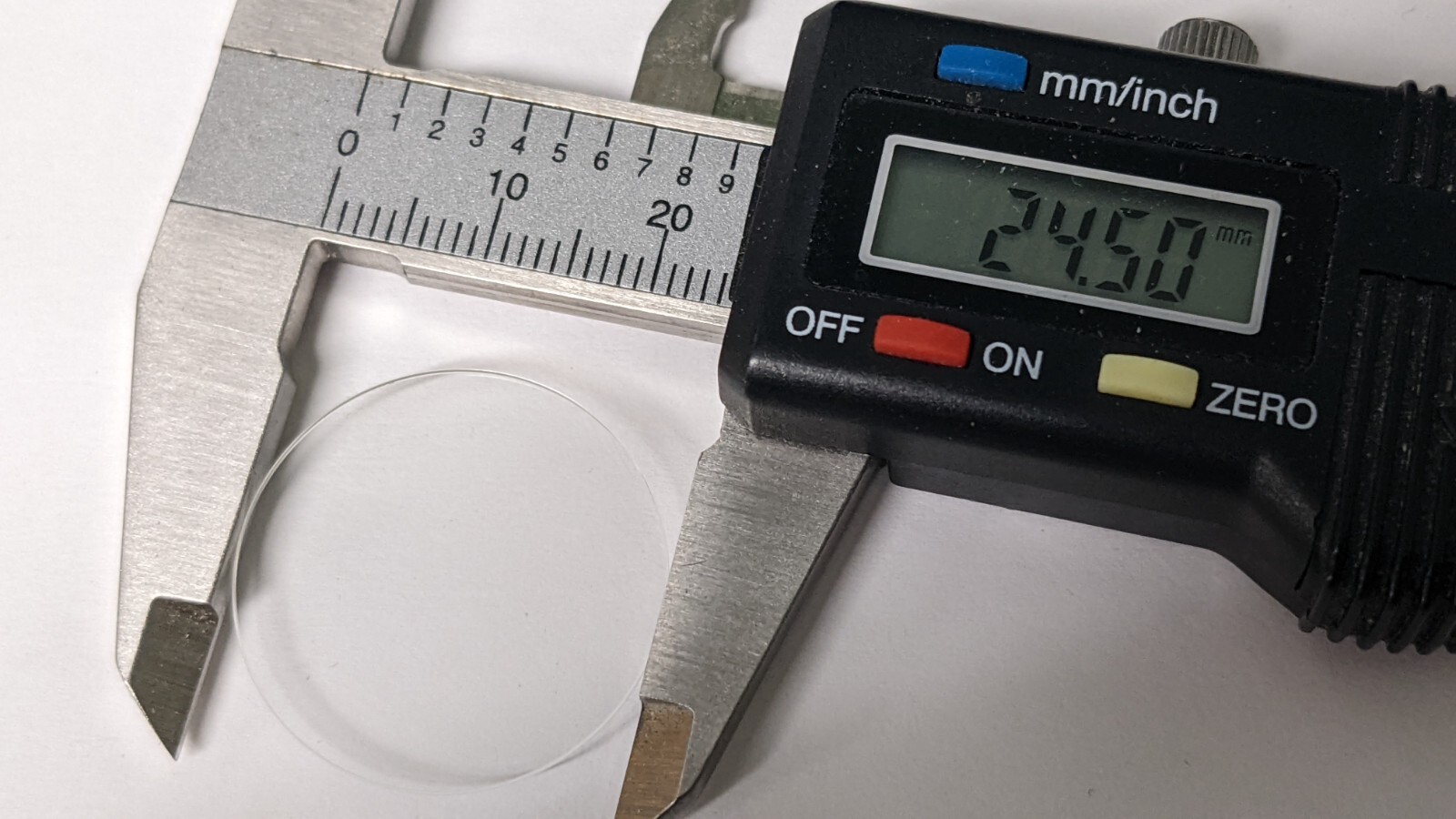 Genuine Movado Crystal mineral approx 24.4mm FLAT glass x 0.85mm thick new genui