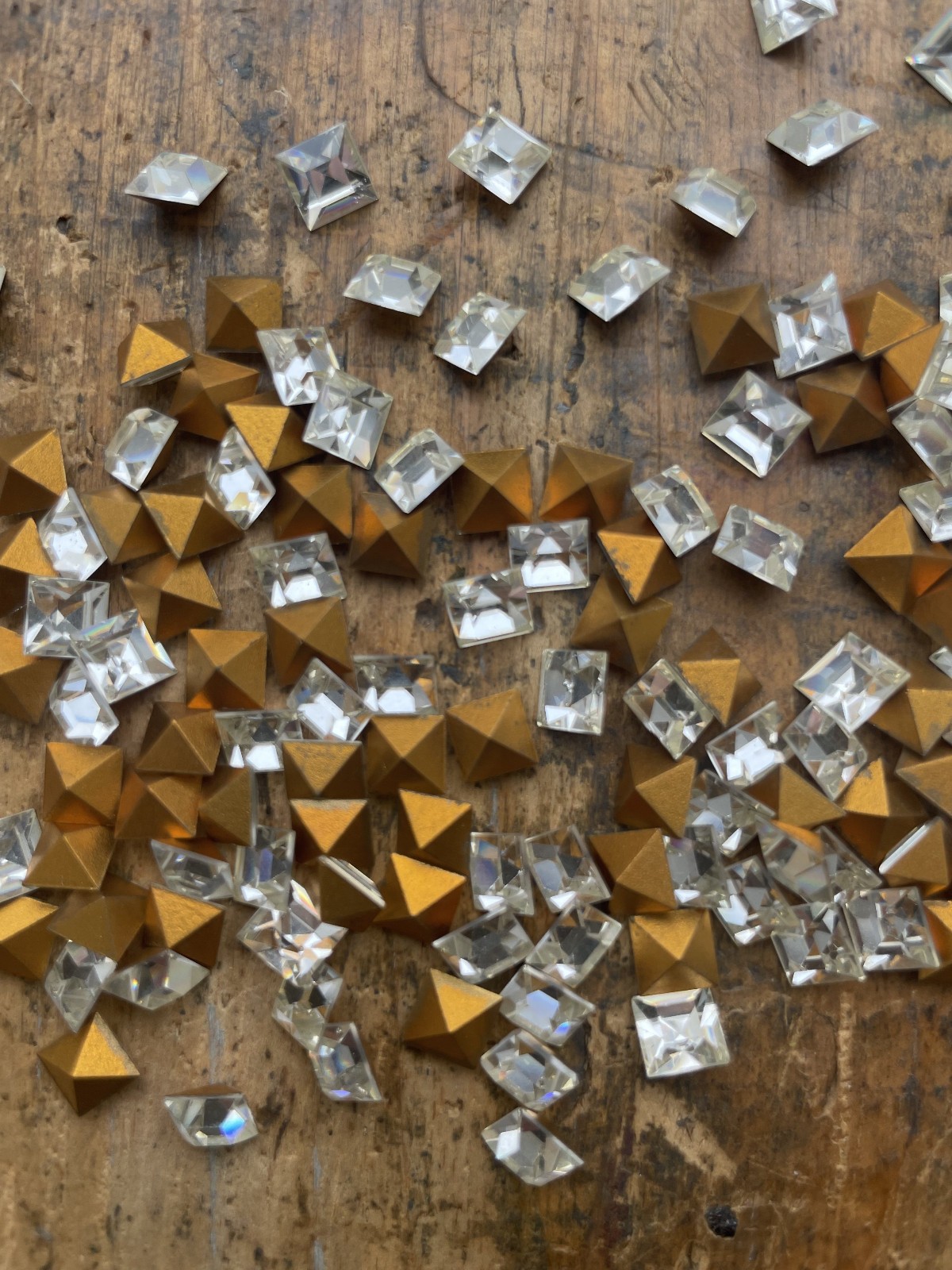 (1 Gross=144) NEW Vintage SWAROVSKI 6mm Crystal Square Faceted Gold Foiled