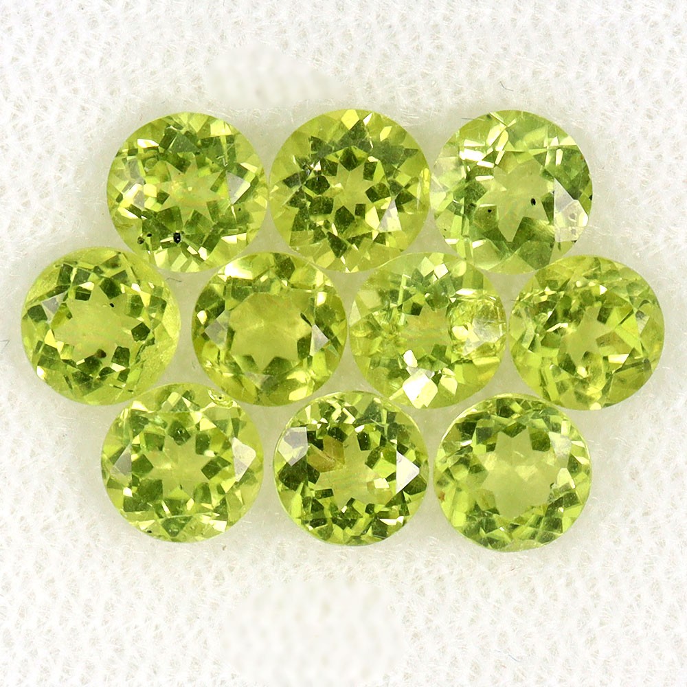 Round Cut Natural Unheated Top Rich Green Peridot 10pcs 5.25ct 5mm Lot Gemstone