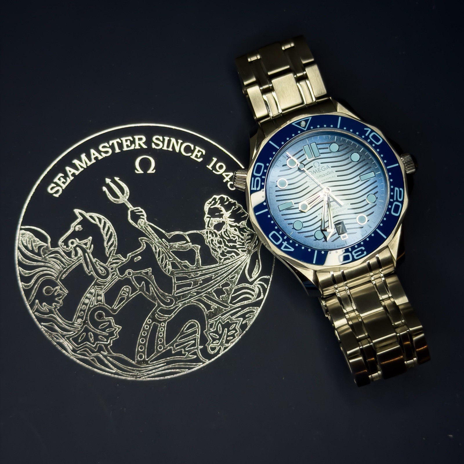 Omega Seamaster Diver 300M 210.30.42.20.03.003 42mm Summer Blue Dial Box & Paper