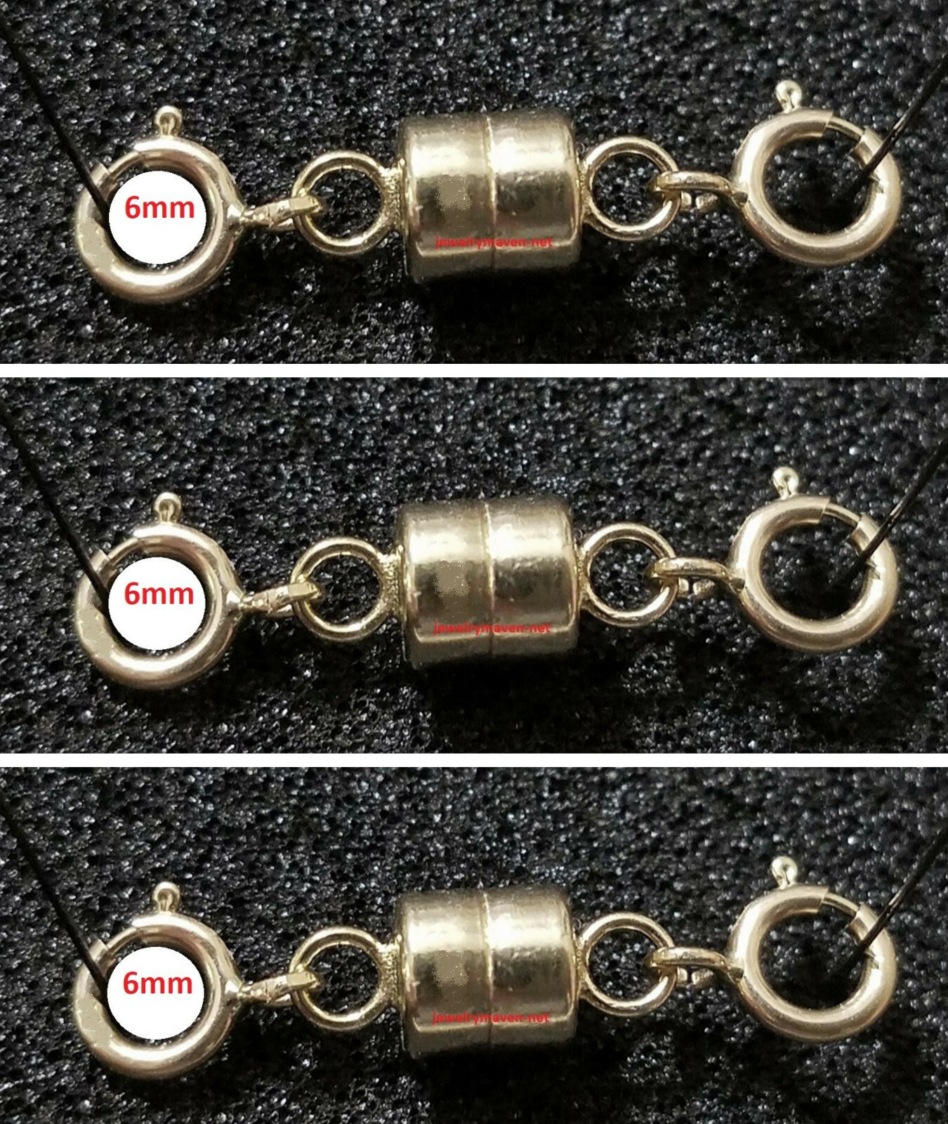 (3) 4.5mm Yellow 14k Gold FILLED MAGNETIC CLASP Extender double 6mm Spring rings