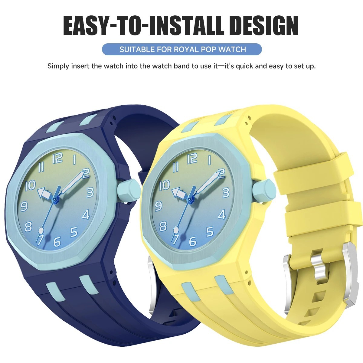 PC Case + Silicone Strap For Swatch x AP Royal Pop Pocket Watch Cover Band Skin