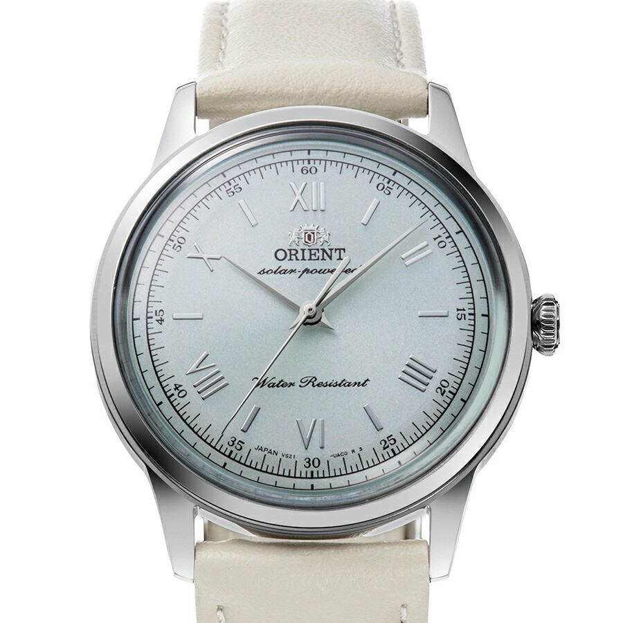 Orient RN-WK0002E Bambino 38 Solar Men Watch Pale Green Dial Ivory Band Japan