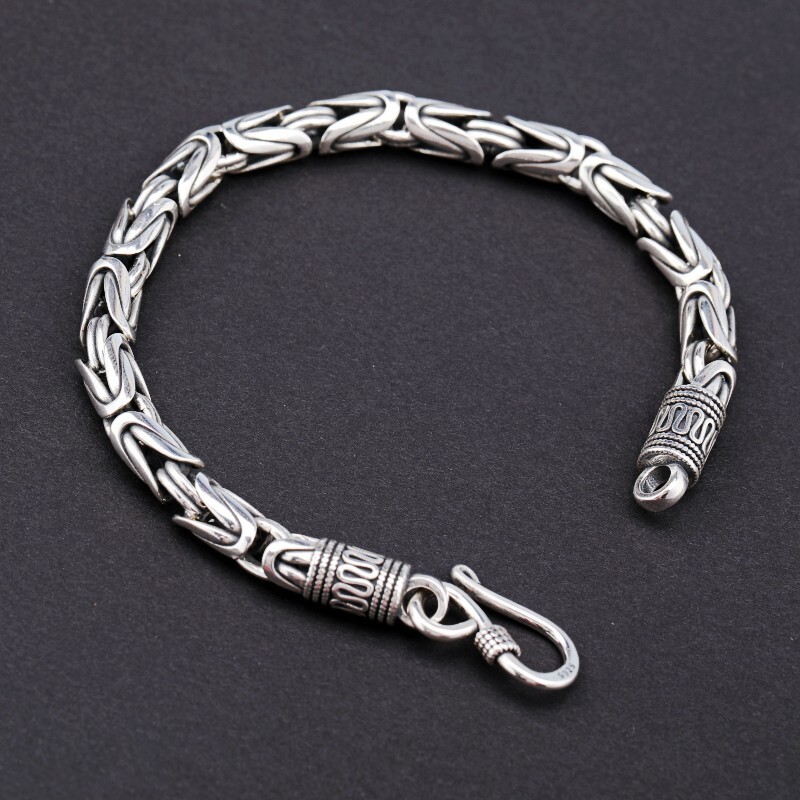 S925 Silver Ethnic Style Six Character True Word Bracelet Dragon Bone Chain