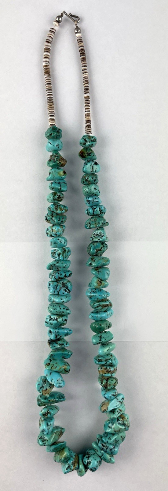 Vintage Chunky Southwest Turquoise & Shell Necklace 27, 1/2″ 61 Pieces Turquoise