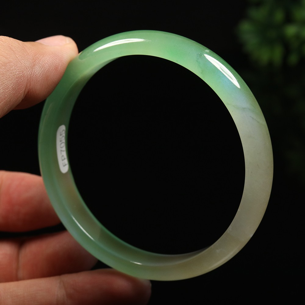 61mm Lavender Green Icy Jadeite Jade Bangle Bracelet Burma Jadeite A-14163
